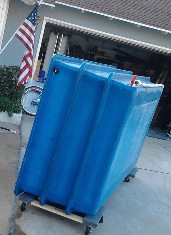 or Trade 600 Gallon Blue Fiberglass Stock Tank w/ Fiberglass Filter Box