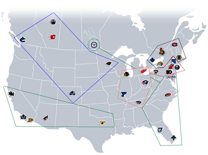NHL 2011-12 NHL Division Map