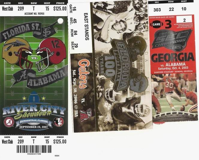 Alabama football tickets for 2008