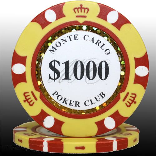 100pcs 14g Monte Carlo Poker Club Casino Poker Chips 1000