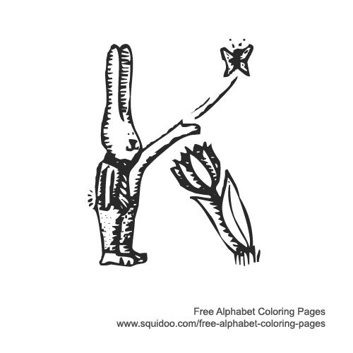 Bunny Alphabet Coloring Pages title=