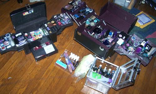 I took pics. of my makeup collection in their cases, pics. are under the cut