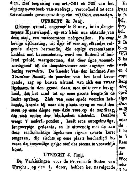 Utrechtsche Provinciale en Stadscourant 5 junij 1843
