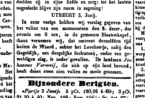 Utrechtsche Provinciale en Stadscourant 7 junij 1843