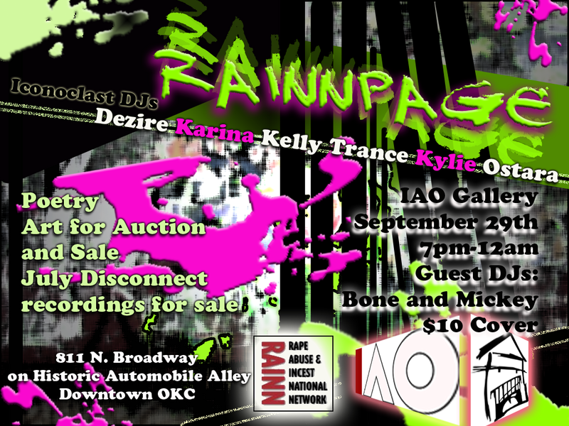 Flyer for RAINN Benefit Show at IAO in OKC