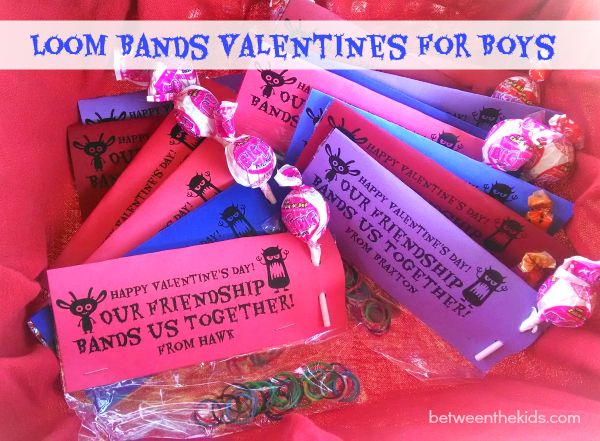 Loom Bands Valentines for Boys