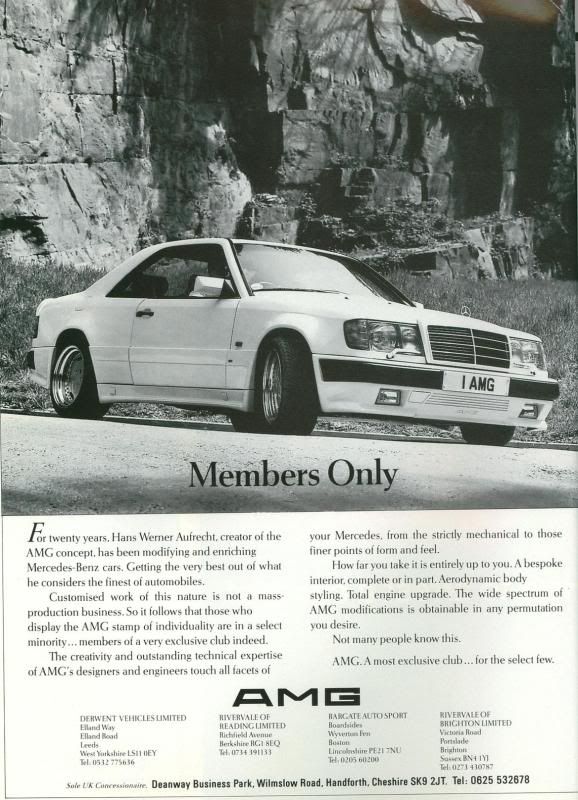 This is the original ad for 1AMG which was a RHD 320CE AMG build by 