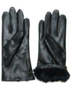 FOWNES Womens Rabbit Black Napa Leather Gloves Sweepstakes