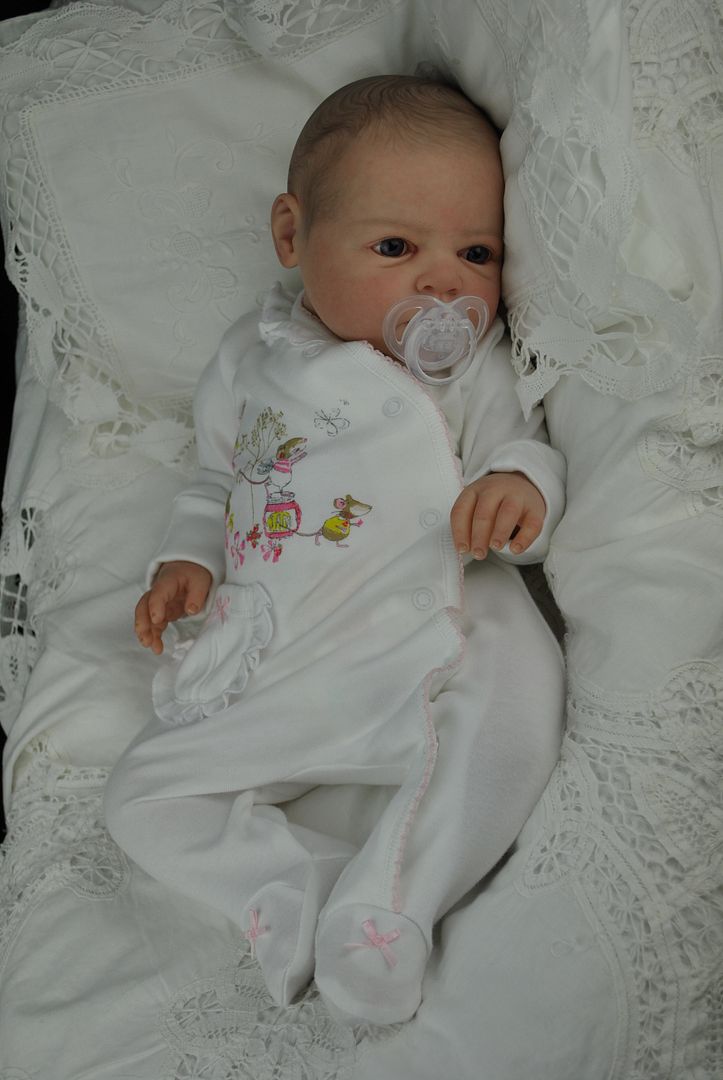 Bespoke Babies'Noah Awake' by Reva SchickReborn Baby GirlTummy Plate