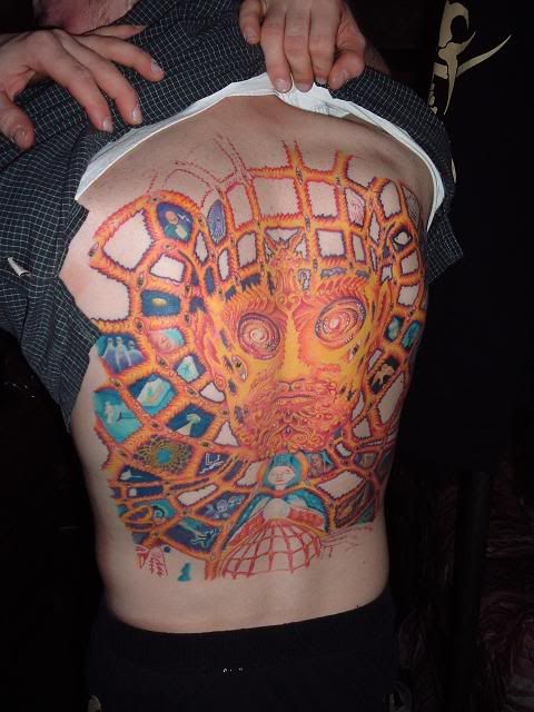 Alex Grey's artwork (the guy that did a lot of Tool's stuff, 