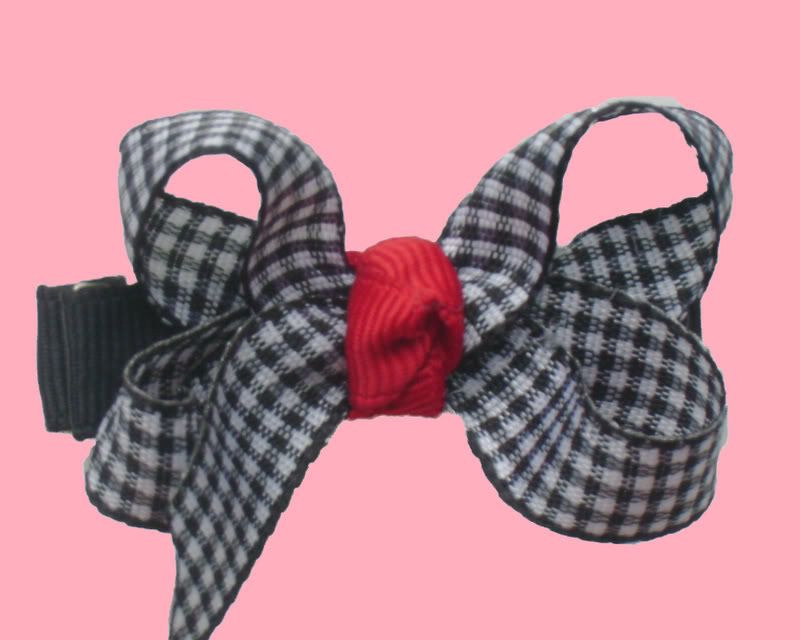 brown /  pink argyle mini boutique baby bow