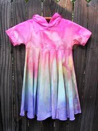 Rainbow Girls Hooded Twirly Circle Dress 3/4