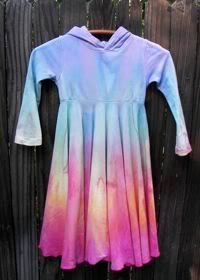Rainbow Girls Hooded Twirly Circle Dress 5/6