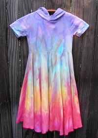 Rainbow Girls Hooded Twirly Circle Dress 7/8