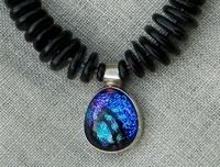 Jet and Dichroic Glass Necklace