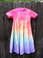 Rainbow Hooded Dress 2 with Full Circle Skirt sz 5/6