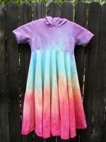Rainbow Hooded Dress 1 with Full Circle Skirt sz 5/6