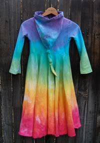 Rainbow Girls Hooded Twirly Circle Dress 7/8