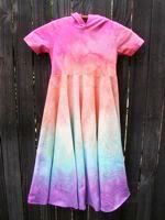 Rainbow Hooded Dress with Full Circle Skirt sz 7/8