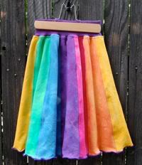 Rainbow Hand~Dyed Girls Strip Skirt 4-6