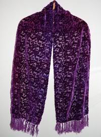 Purple Silk Burnout Scarf 14"x72"