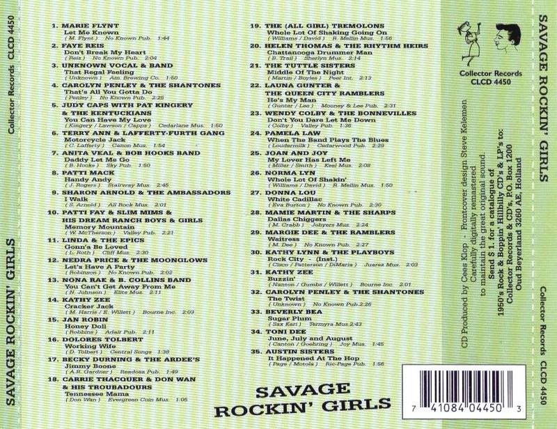 Savage Rockin` Girls (1950's R&R Girls) CLCD 4450 preview 2