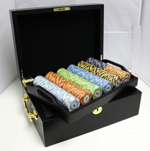 NEW 500 MAHOGANY WOOD CASINO POKER CHIPS SET CASE eBay