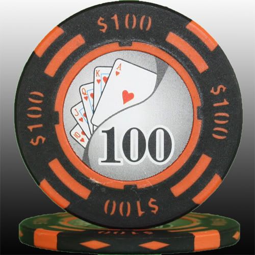 50pcs 14g Yin Yang Casino Table Clay Poker Chips $100