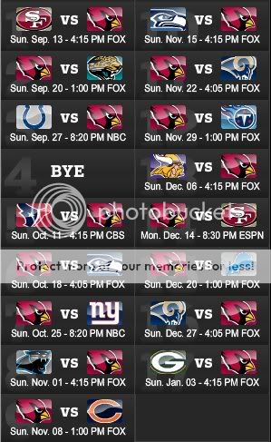 2009 Arizona Cardinals Schedule - Football Forum - NFL, CFL & College ...