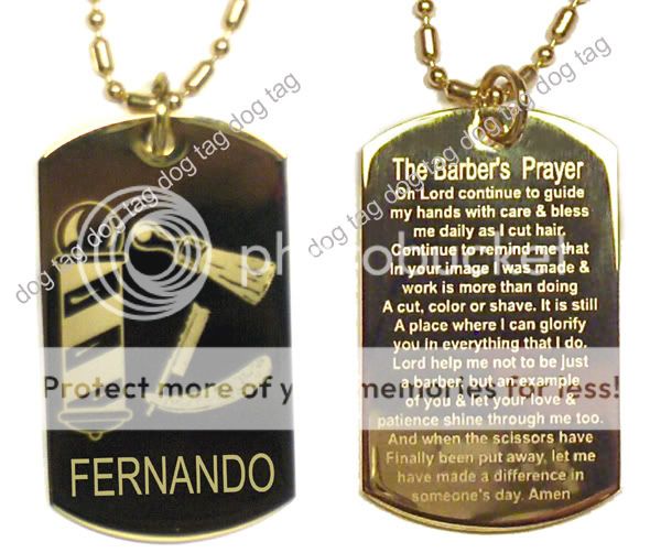 BARBERS PRAYER HAIR CUTTERY DOG TAG FREE PERSONALIZED  