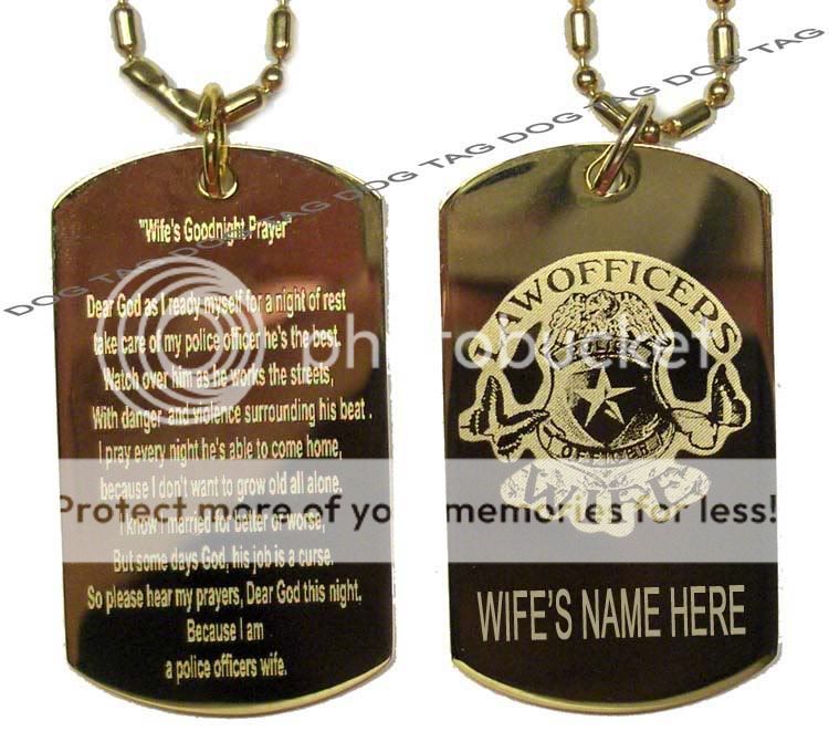   OFFICERS WIFE GOOD NIGHT PRAYER + WIFES NAME ENGRAVED AT FRONT