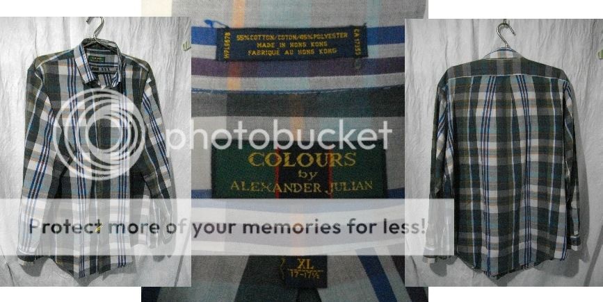 Vintage COLOURS Alexander Julian Mens XL Plaid LS Shirt Top